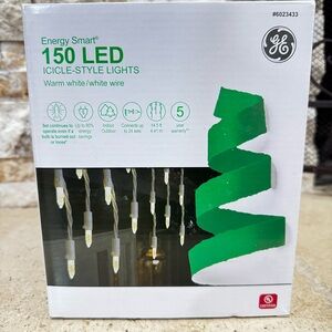 GE Energy Smart 150 Ct Warm White LED Plug-In Christmas / Wedding Icicle Lights